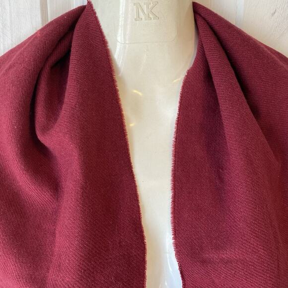 Vintage Baltman & Co 100% Cashmere Scarf Made In Germany Dark Red Fringes Luxury - Picture 5 of 5
